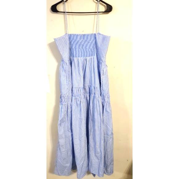 J. Crew A Line Blue and White Striped Maxi Dress with Ruched Bodice - Picture 5 of 7